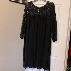 ☀️ 2 FOR $30 ☀️ Black 3/4-Lace-Sleeve Knee-Length Dress - 24 - NWOT